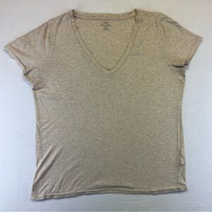 J.CREW Top Womens XL Tan Heather Slub Cotton V-Neck Tee Slim-Fit H5967 Classic